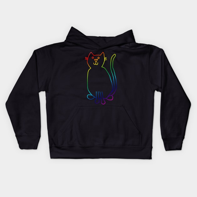 Rainbow Cats Line Drawing Kids Hoodie by ellenhenryart